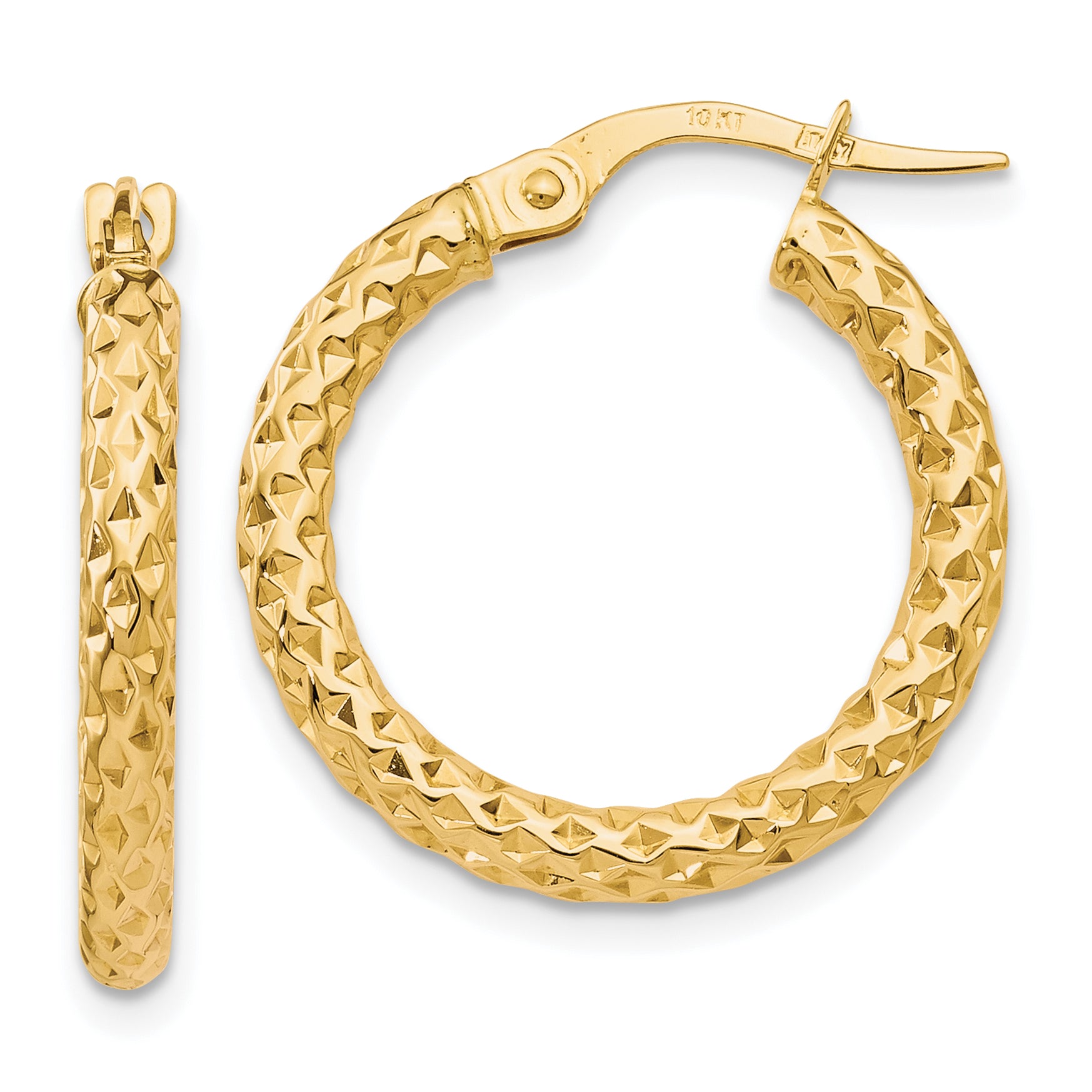 10K Polished D/C Hoop Earrings