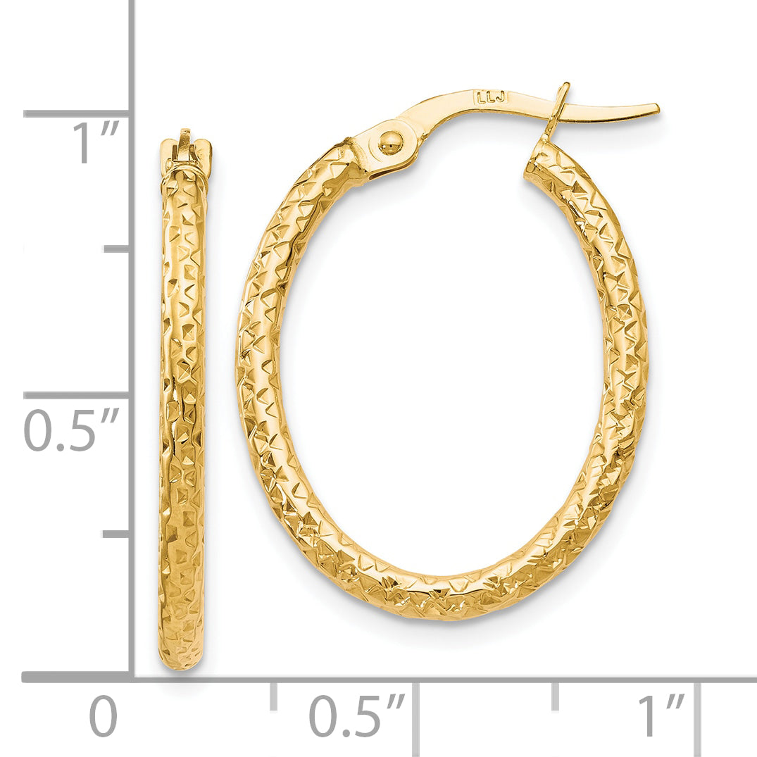 10K Polished D/C Oval Hoop Earrings