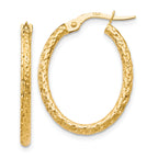 10K Polished D/C Oval Hoop Earrings