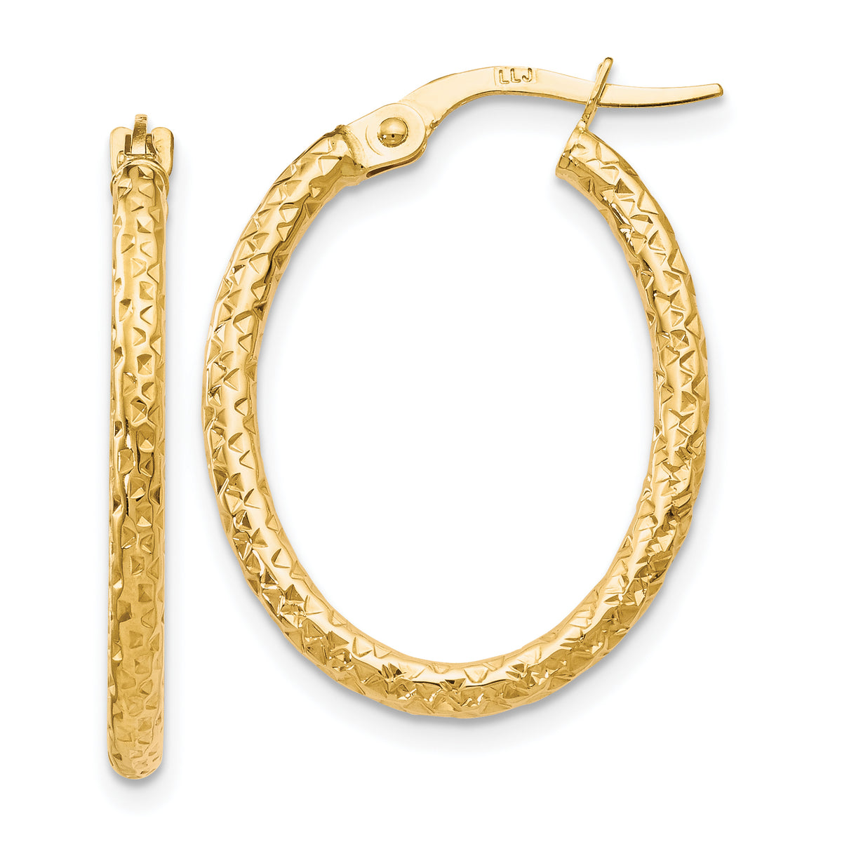 10K Polished D/C Oval Hoop Earrings