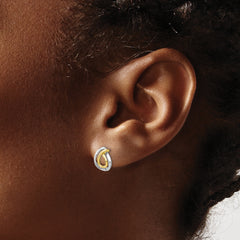 10K Gold Button Earrings with White Rhodium, Polished Finish, Lifetime Guarantee