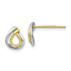10K w/White Rhodium Polished Post Earrings