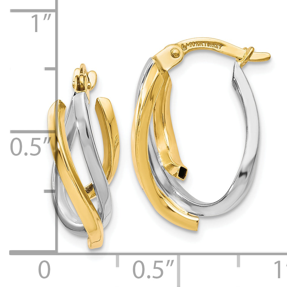 10K Two-tone Polished Twisted Hoop Earrings