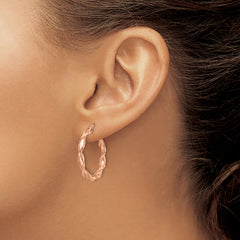 10K Rose Gold Polished Twisted Hoop Earrings