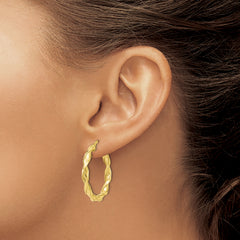 10K Gold Twisted Hoop Earrings with Polished Finish and Lifetime Guarantee