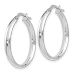 10K White Gold Polished Hoop Earrings with Rhodium Plating  Elegant, Lightweight Design