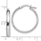 10K White Gold Polished Hoop Earrings with Rhodium Plating  Elegant, Lightweight Design