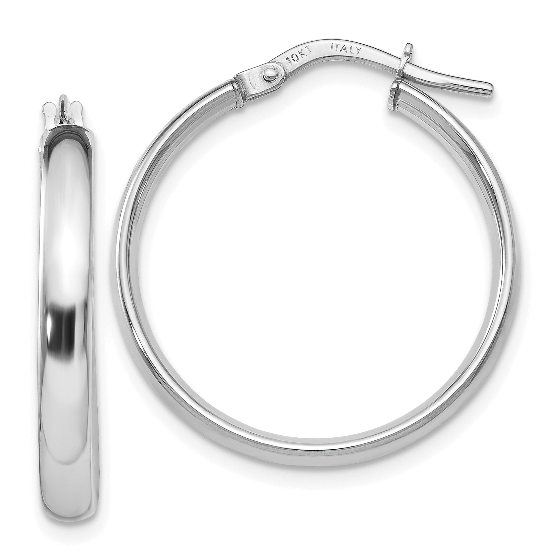 10K White Gold Polished Hoop Earrings Main image