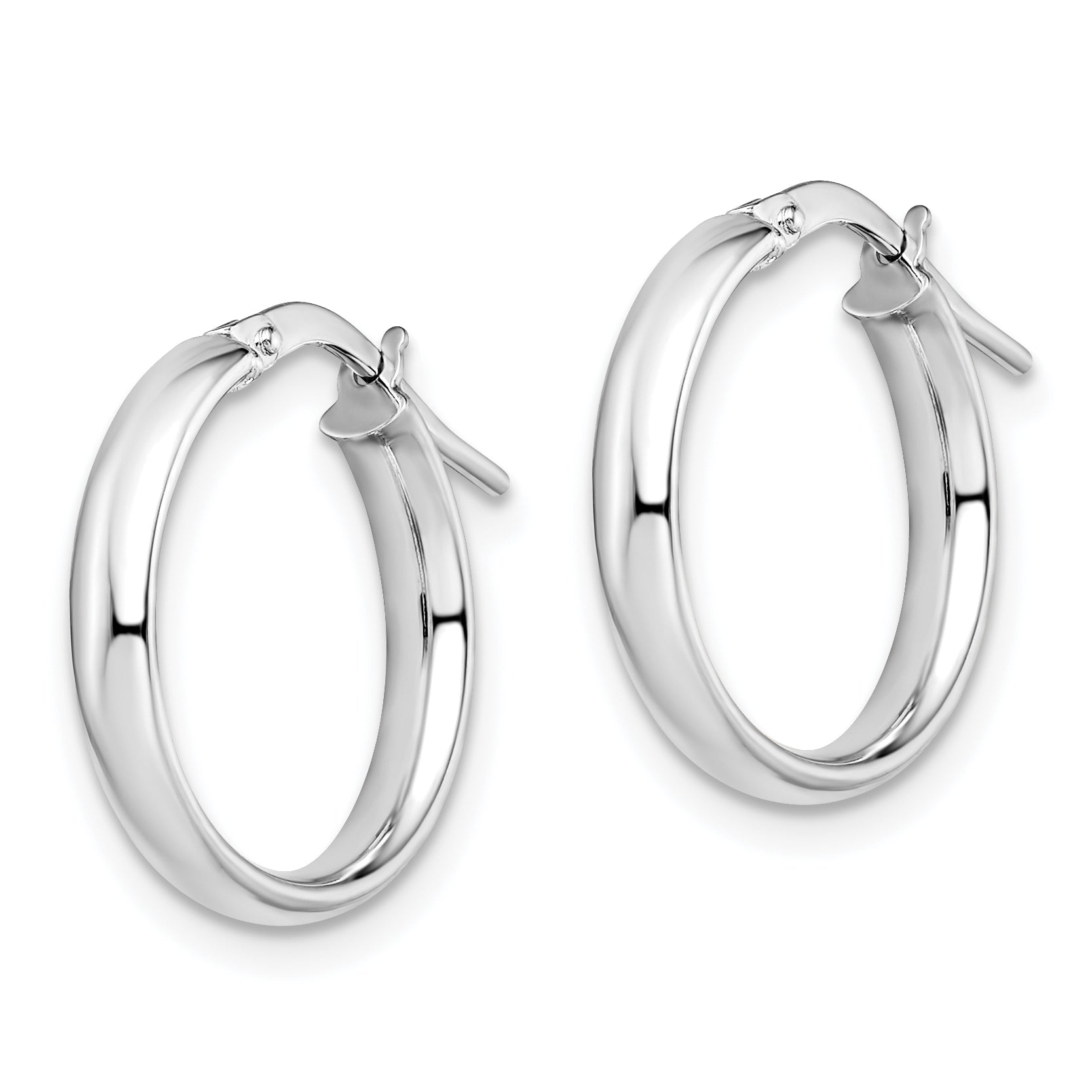 10K White Gold Polished Hoop Earrings with Rhodium Finish and Lifetime Guarantee Secondary image