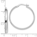 10K White Gold Polished Hoop Earrings with Rhodium Finish and Lifetime Guarantee