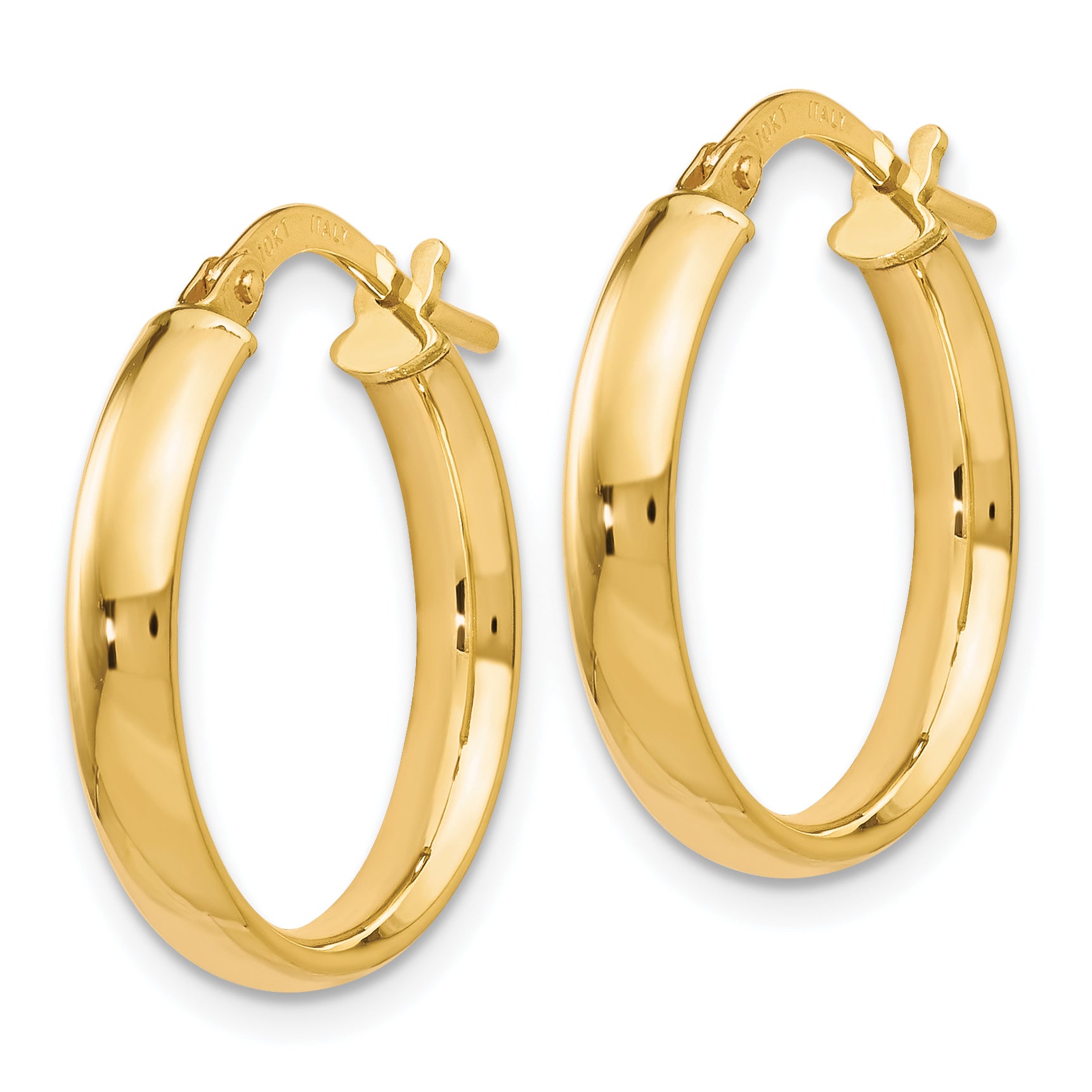 10K Gold Polished Hoop Earrings with Hollow Tubing Design Elegant and Lightweight Secondary image