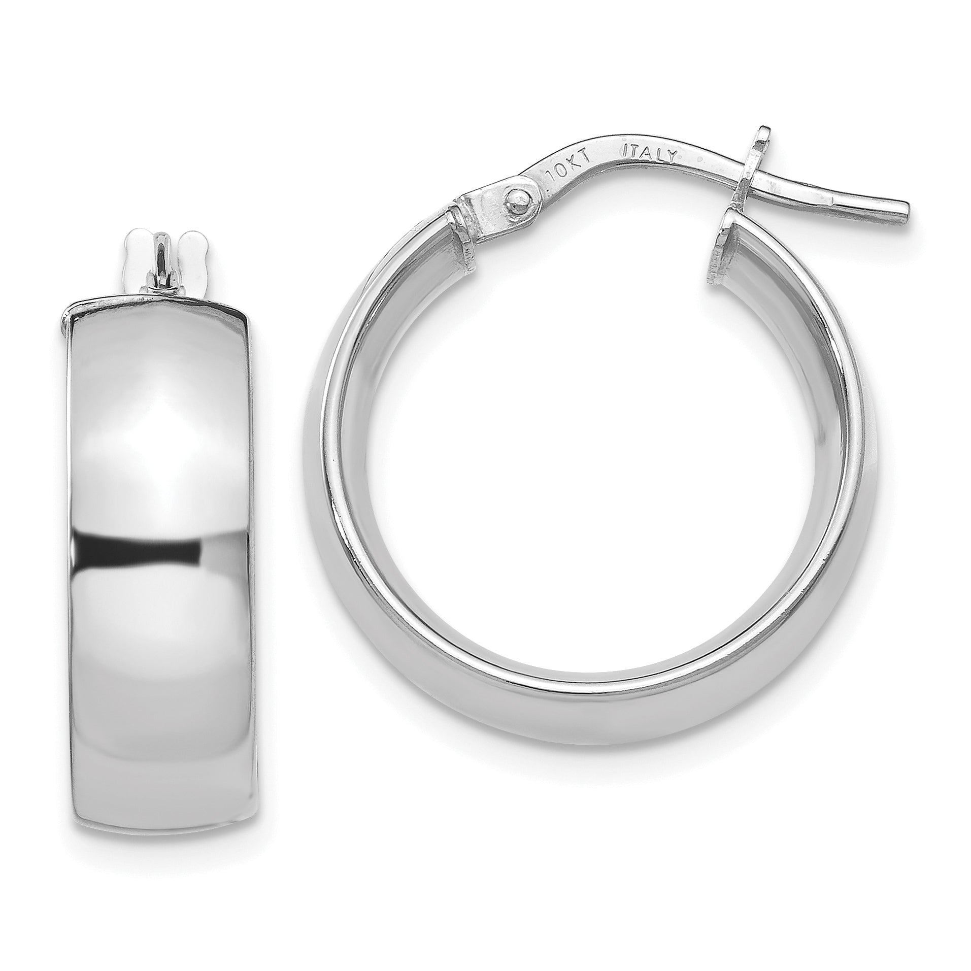 10K White Gold Polished Hoop Earrings