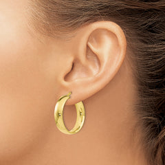 10K Gold Polished Hollow Hoop Earrings with Lifetime Guarantee