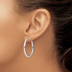 10K White Gold Polished Hoop Earrings