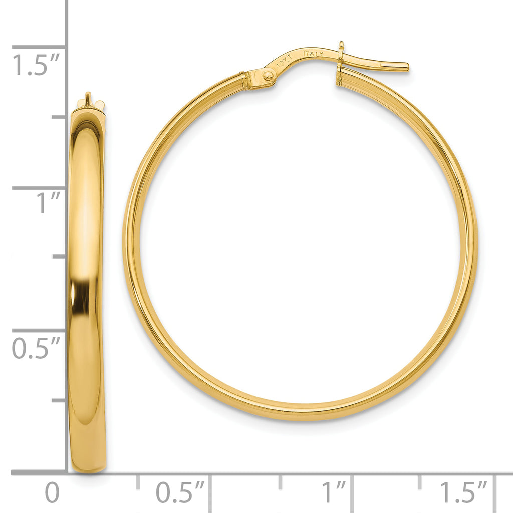 10K Gold Polished Hoop Earrings with Hollow Design and Lifetime Warranty