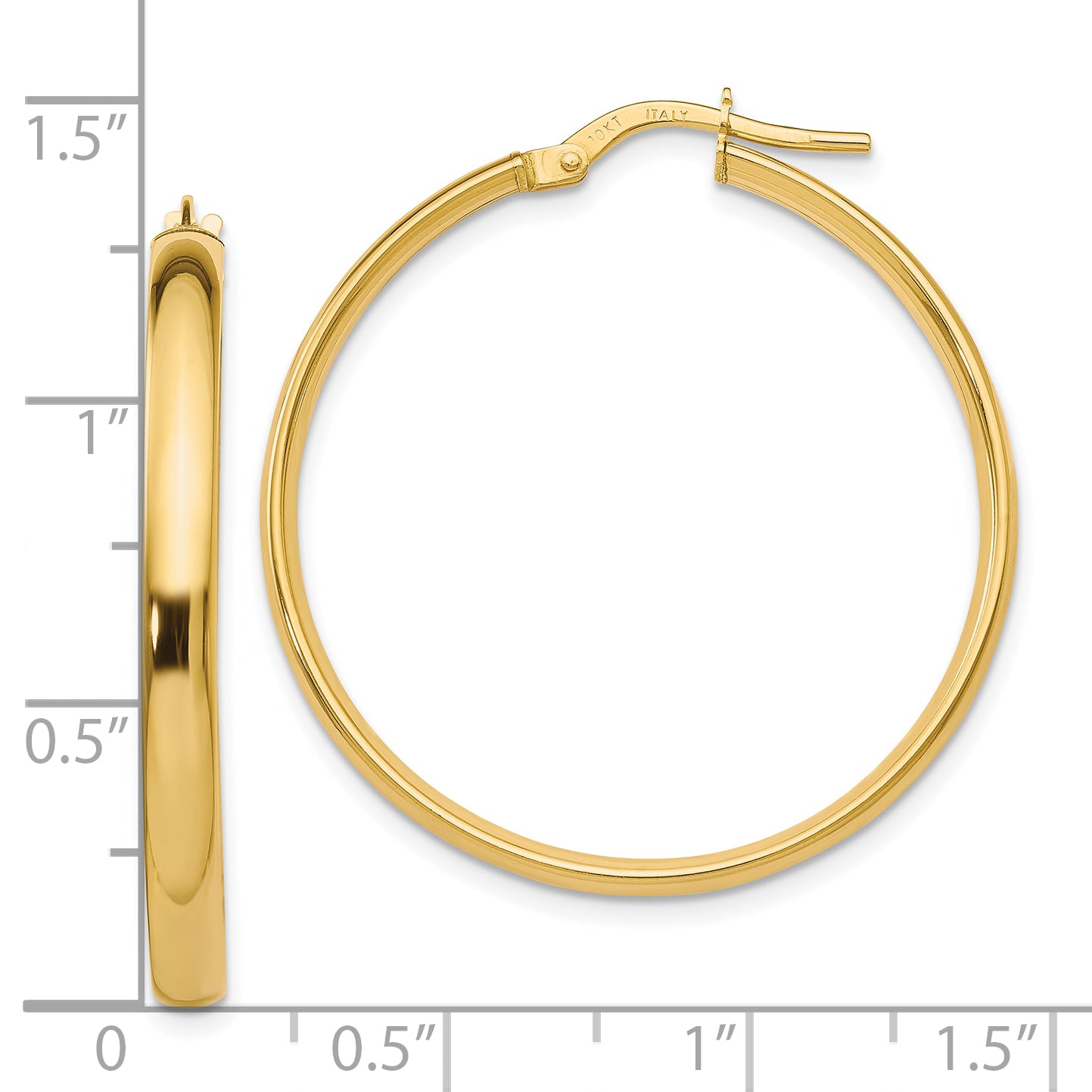 10K Gold Polished Hoop Earrings with Hollow Design and Lifetime Warranty
