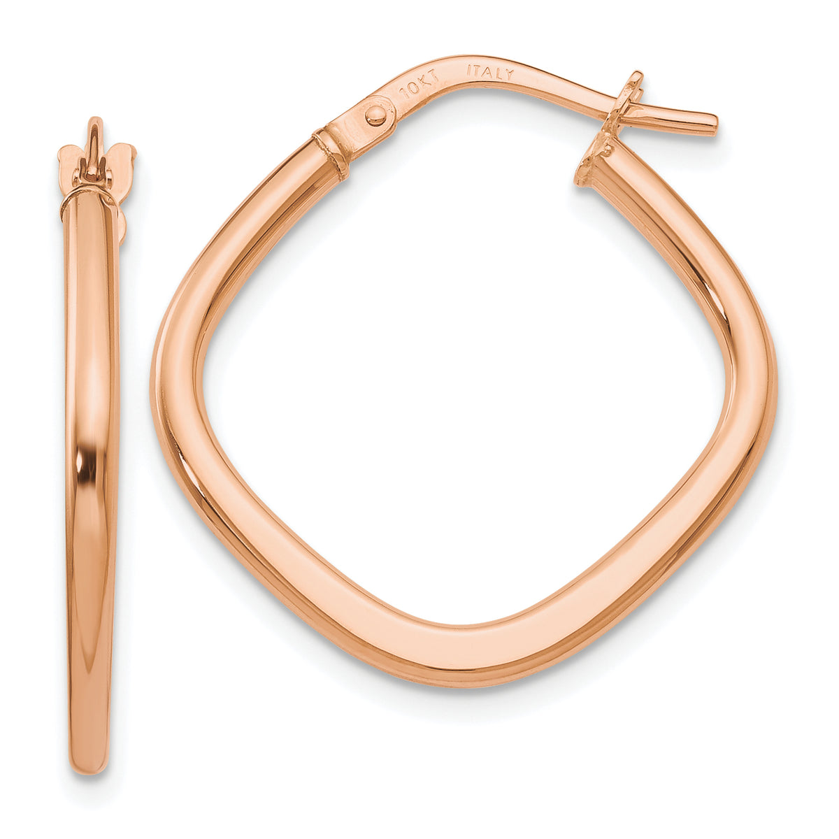 10K Rose Gold Polished Square Hoop Earrings