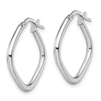 10K White Gold Polished Square Hoop Earrings with Rhodium Finish