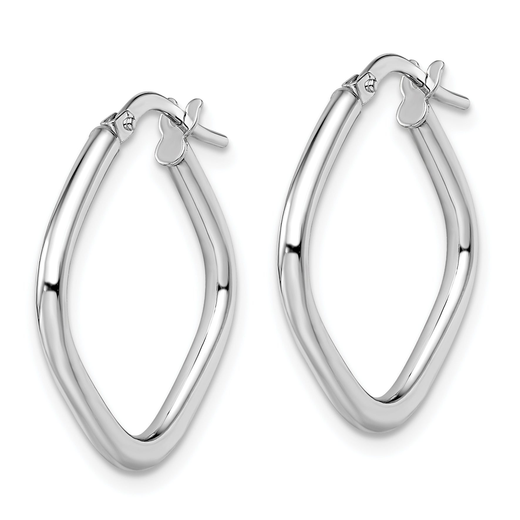 10K White Gold Polished Square Hoop Earrings with Rhodium Finish