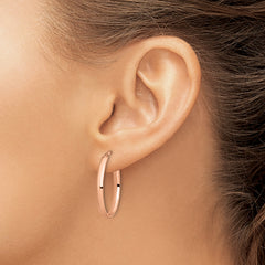 10K Rose Gold Polished Oval Hoop Earrings with Hollow Design, 26mm