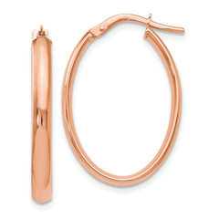 10K Rose Gold Polished Oval Hoop Earrings