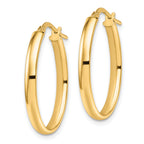10K Gold Polished Oval Hoop Earrings with Hollow Tubing Design