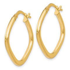 10K Gold Polished Square Hoop Earrings with Hollow Design, 24mm Length
