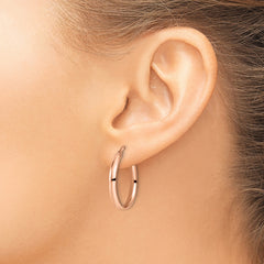 10K Rose Gold Polished Hoop Earrings with Hollow Design for Women