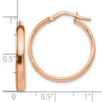 10K Rose Gold Polished Hoop Earrings with Hollow Design for Women