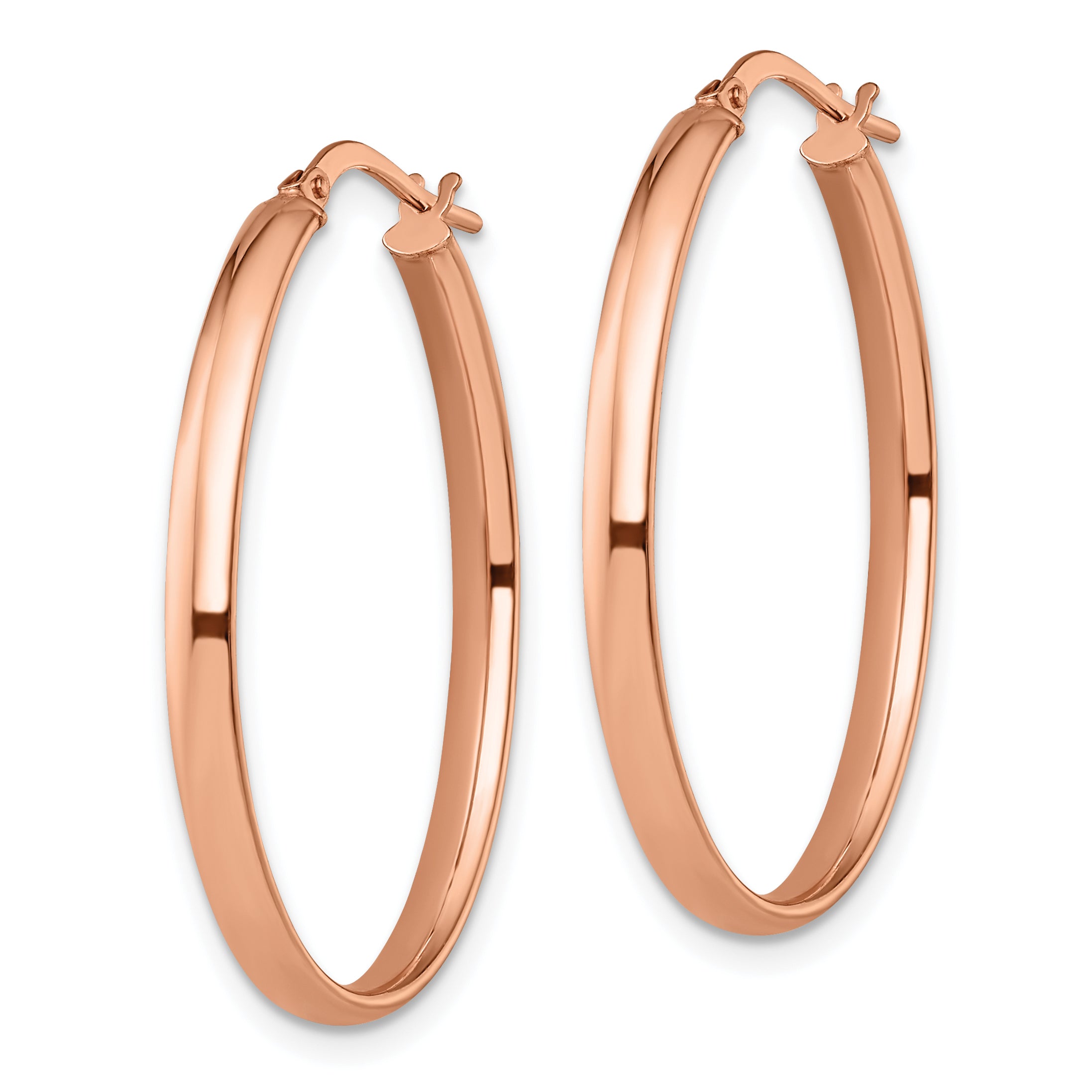 10K Rose Gold Polished Oval Hoop Earrings with Lifetime Guarantee Secondary image