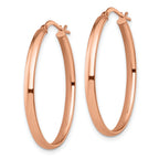 10K Rose Gold Polished Oval Hoop Earrings with Lifetime Guarantee