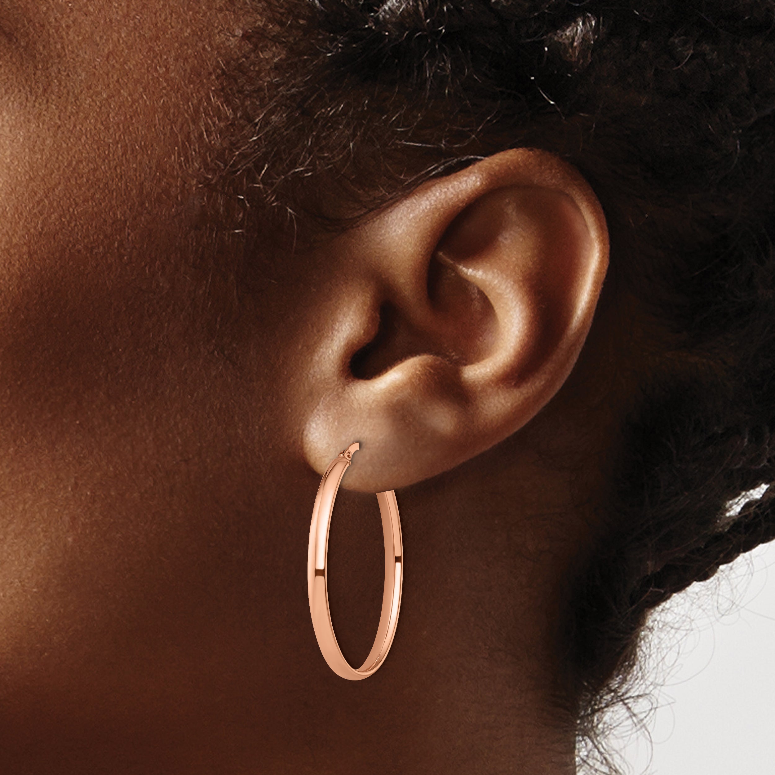 10K Rose Gold Polished Oval Hoop Earrings