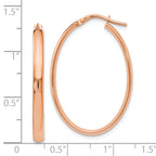 10K Rose Gold Polished Oval Hoop Earrings with Lifetime Guarantee