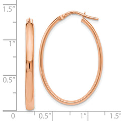 10K Rose Gold Polished Oval Hoop Earrings with Lifetime Guarantee
