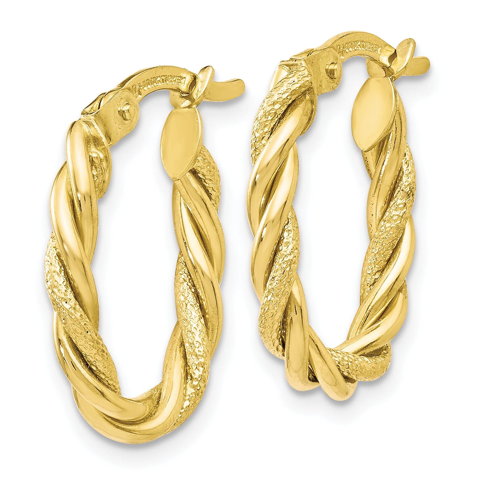 10K Polished and Textured Gold Earrings