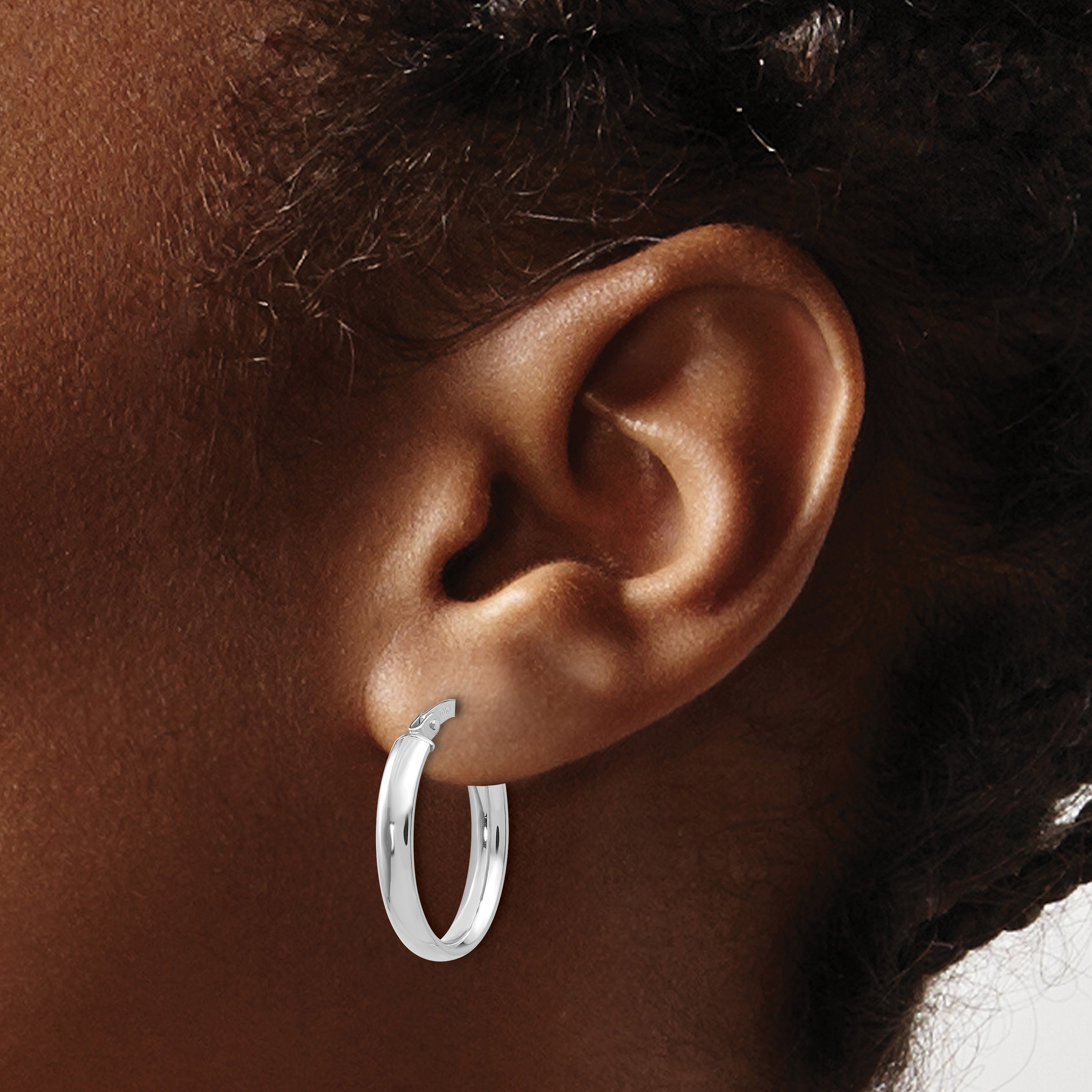 10K Polished White Gold Hoop Earrings