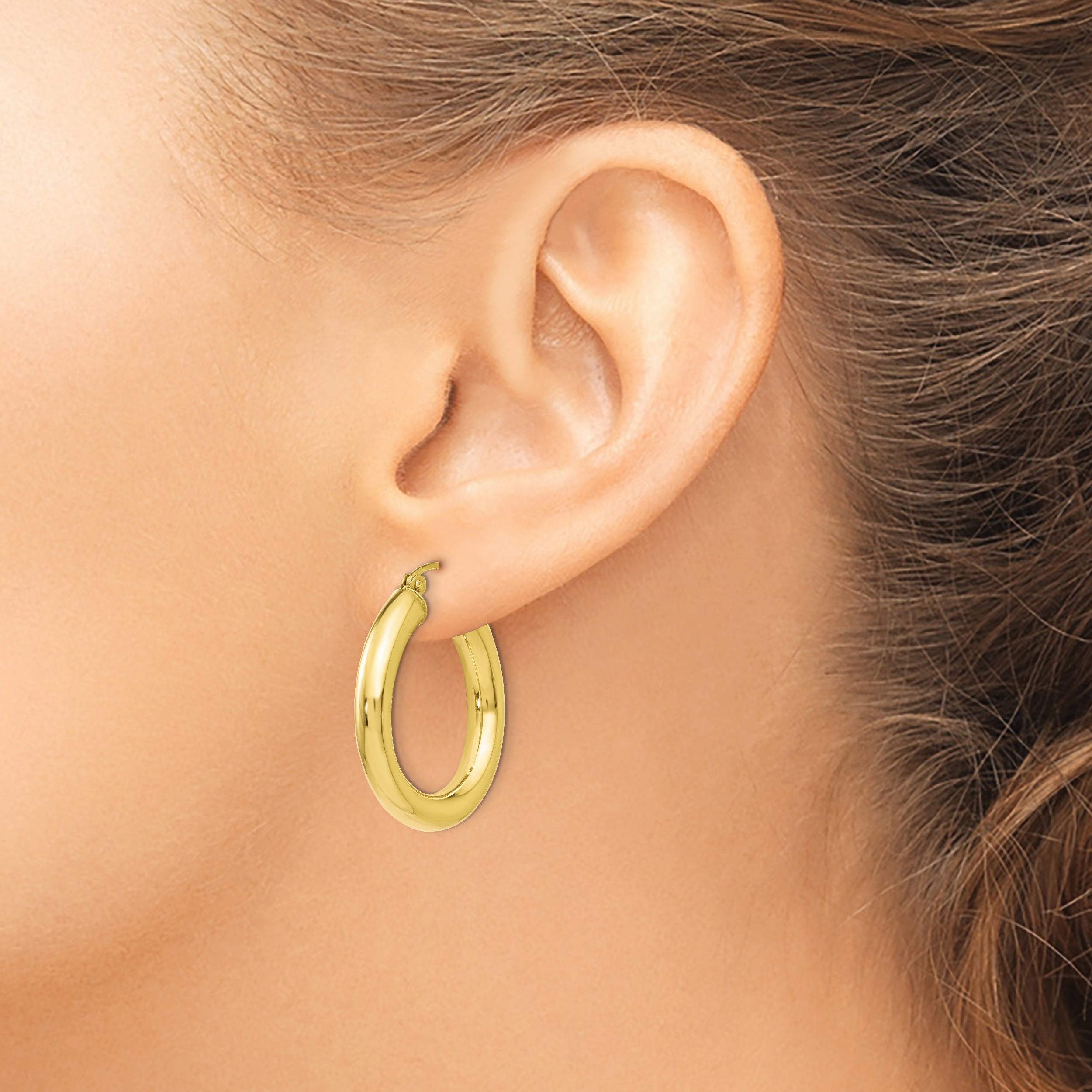 10K Polished Lightweight Hoop Earrings