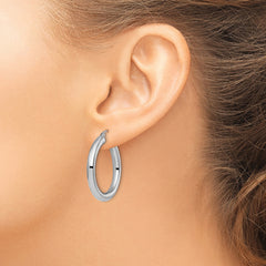 10K White Gold Polished Lightweight Hoop Earrings