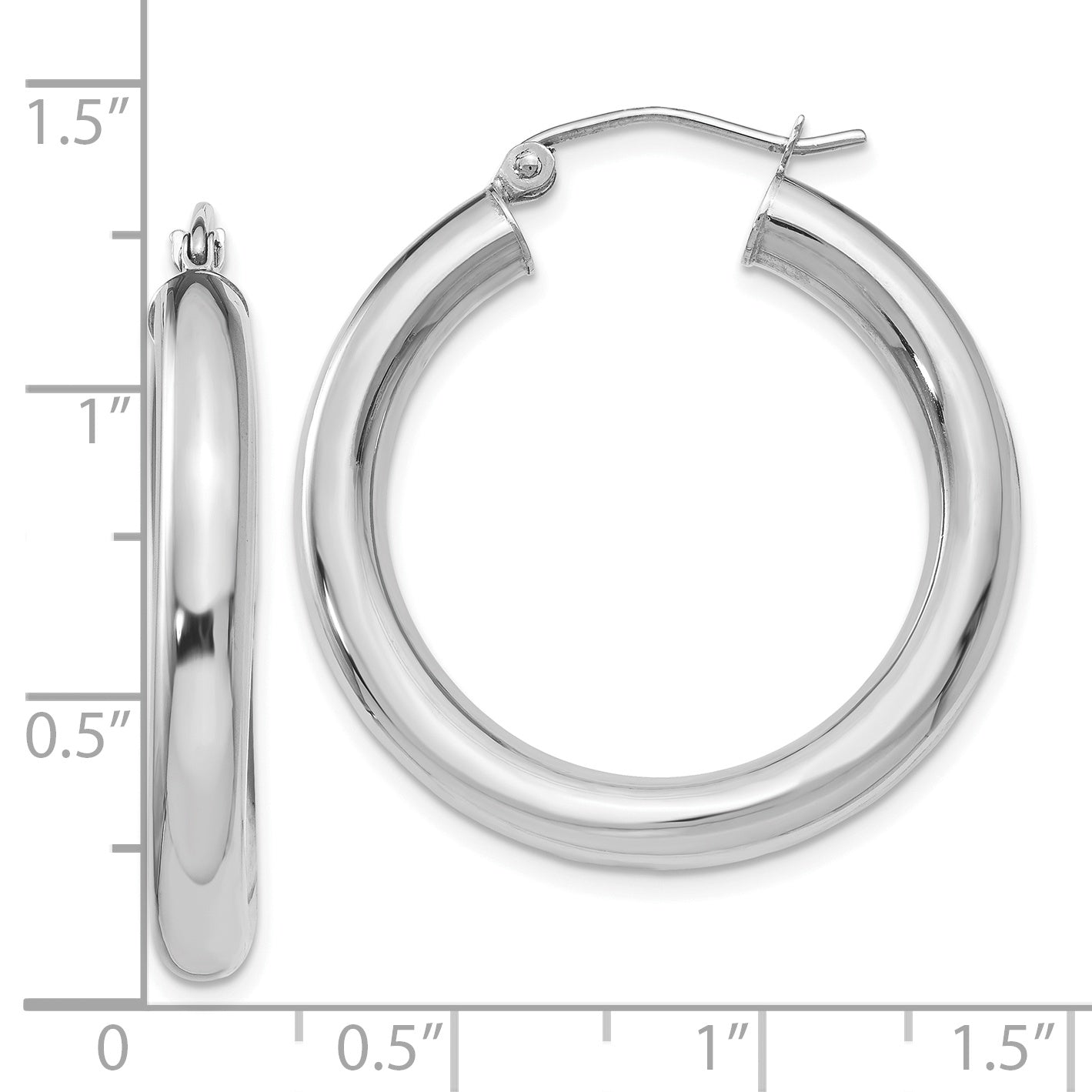 10K White Gold Polished Lightweight Hoop Earrings