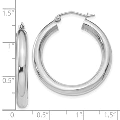 10K White Gold Polished Lightweight Hoop Earrings