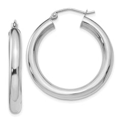 10K White Gold Polished Lightweight Hoop Earrings