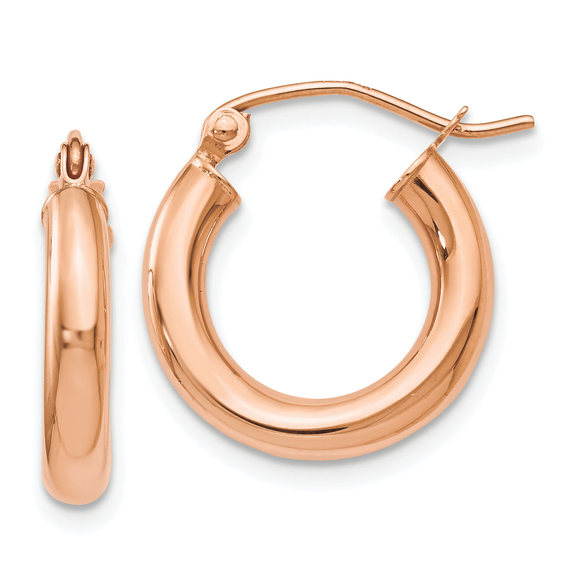 10K Rose Gold Polished Hoop Earrings