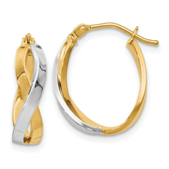 10K Two-tone Polished Twisted Hoop Earrings