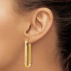 10K Polished and Diamond-cut Oval Hoop Earrings