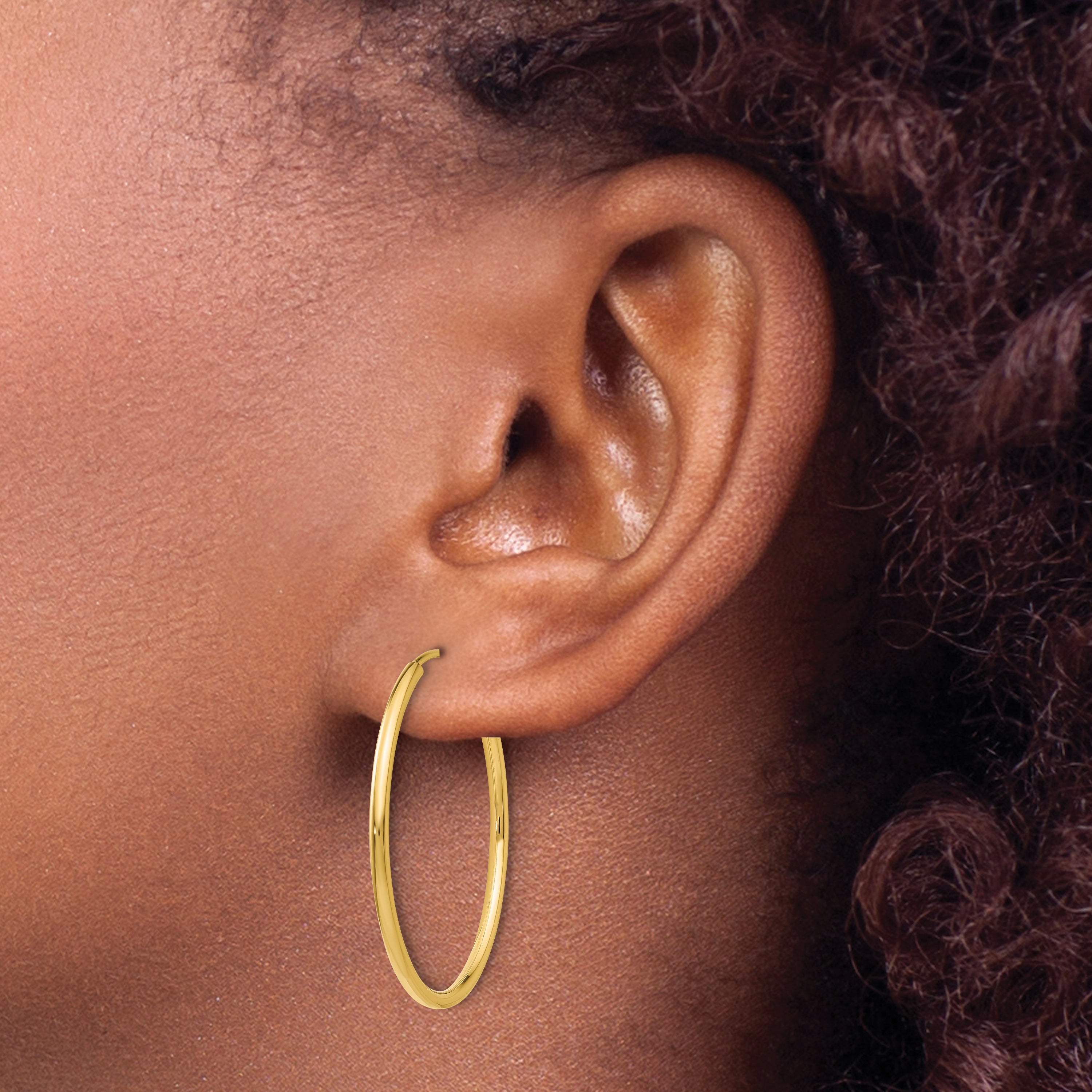 10k 1.5mm Polished Round Endless Hoop Earrings
