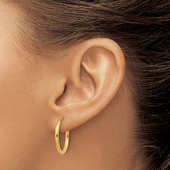 10k Polished Round Endless 2mm Hoop Earrings