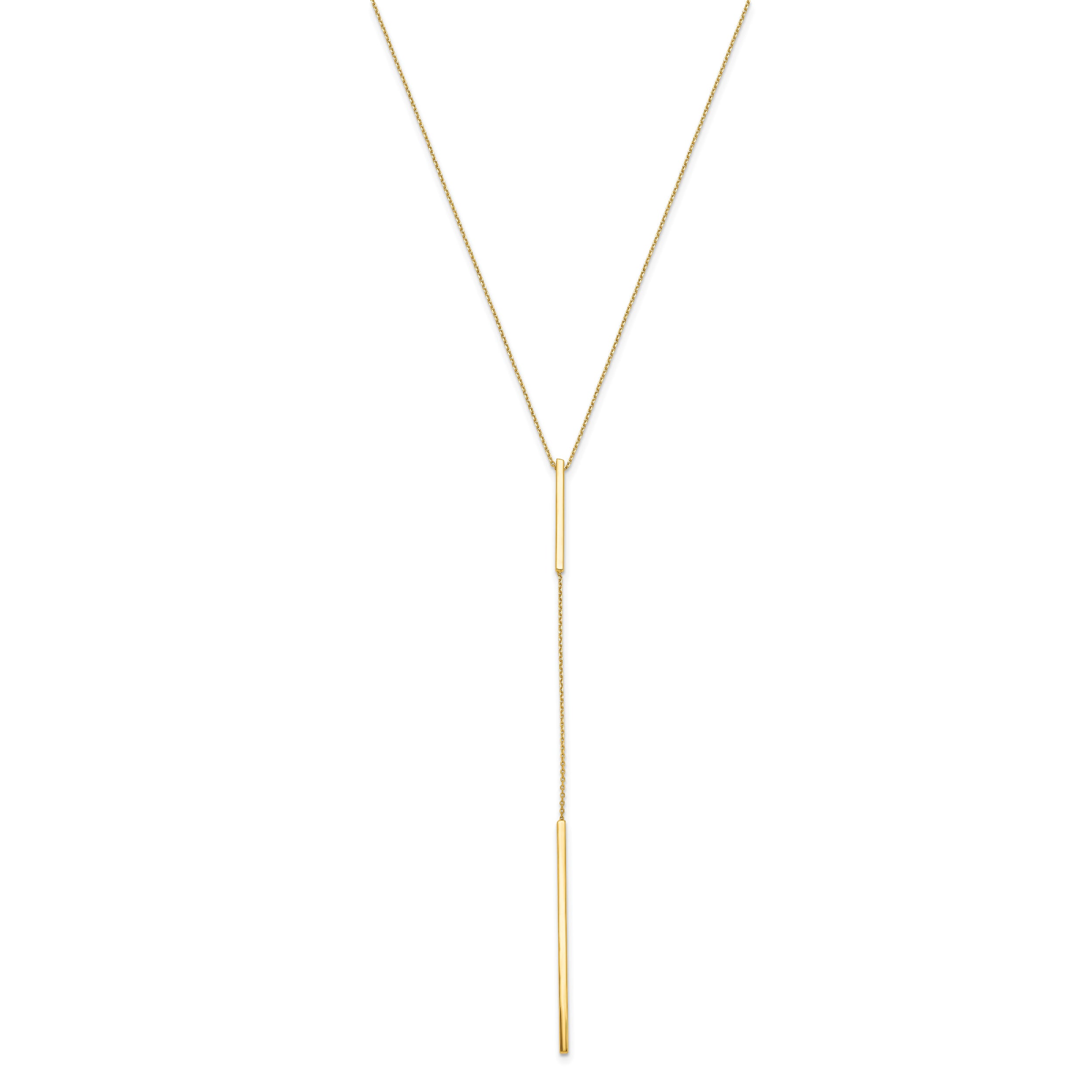 10K Polished Y-drop Bar w/ 1in ext. Necklace