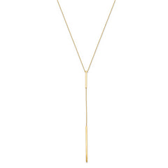 10K Polished Y-drop Bar w/ 1in ext. Necklace