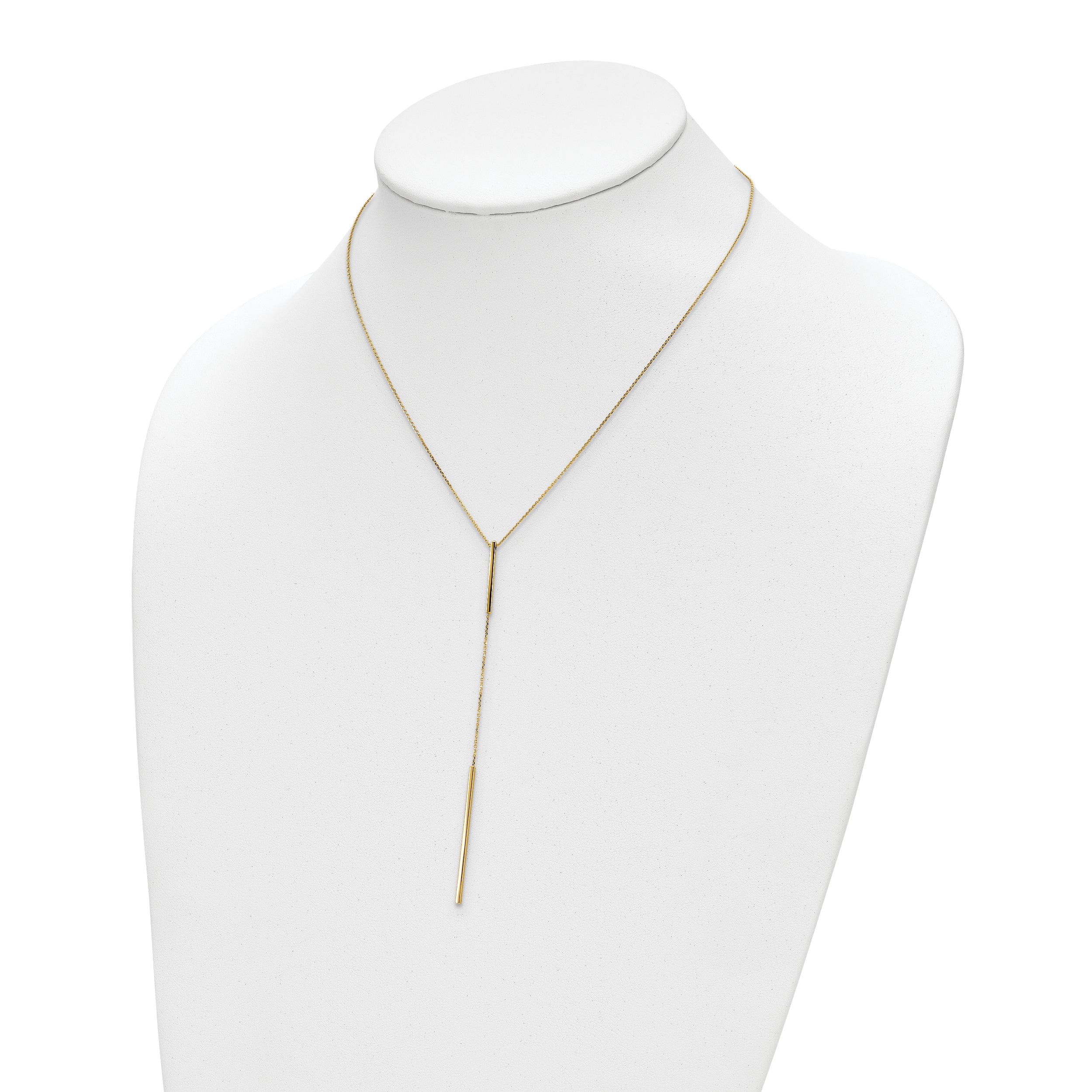 10K Polished Y-drop Bar w/ 1in ext. Necklace