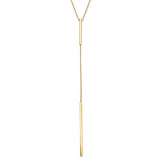10K Polished Y-drop Bar w/ 1in ext. Necklace